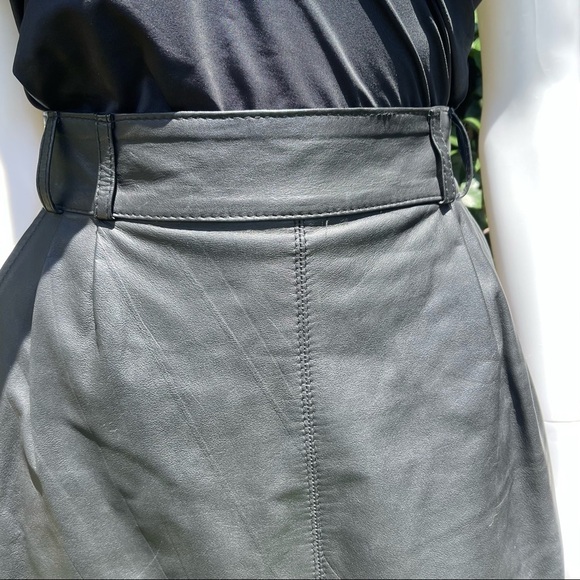 Vintage 80’s Leather Maxi Chaus Moto Black Butter Soft Vented Lined Skirt - Picture 14 of 16